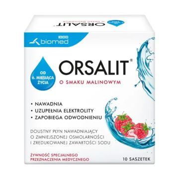 Orsalit, proszek o smaku malinowym, 10 saszetek