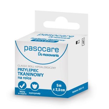 Pasocare, przylepiec tkaninowy, 5 m x 2,5 cm, 1 szt. (rolka)