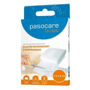 Plaster włókninowy z opatrunkiem pasocare soft plus hipoalergiczny 1 m x 8 cm