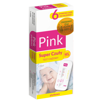 Test Ciążowy PINK Super Czuły płytkowy, 1 szt.