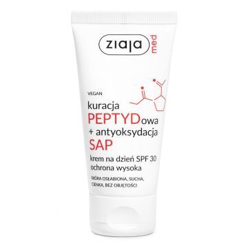 Ziaja Med, kuracja PEPTYDowa + antyoksydacja SAP, krem na dzień do twarzy, SPF30, 50 ml