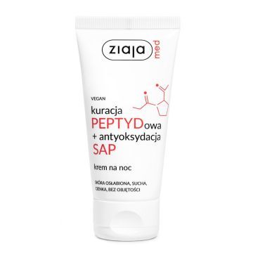 Ziaja Med, kuracja PEPTYDowa + antyoksydacja SAP, krem na noc do twarzy, 50 ml