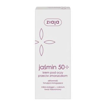 Ziaja, jaśmin w kremie przeciw zmarszczkom 50+ pod oczy i na powieki, 15 ml