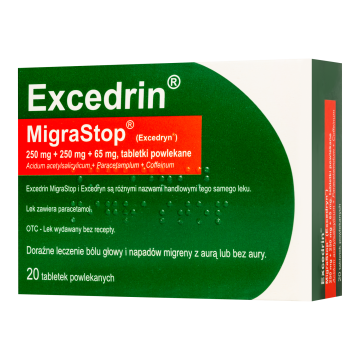Excedrin MigraStop, tabl.powl.,(i.row),Delf,Belgia, 20 szt