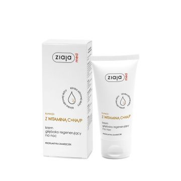Ziaja Med Kuracja Dermatologiczna, krem regenerujący z witaminą C+HA/P, na noc, 50 ml