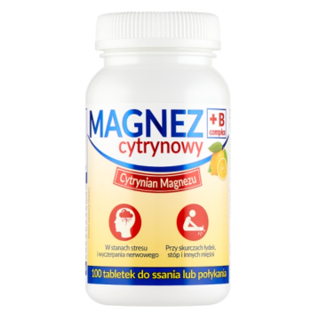 Magnez cytrynowy B Complex, tabletki, smak cytrynowy, 100 szt.