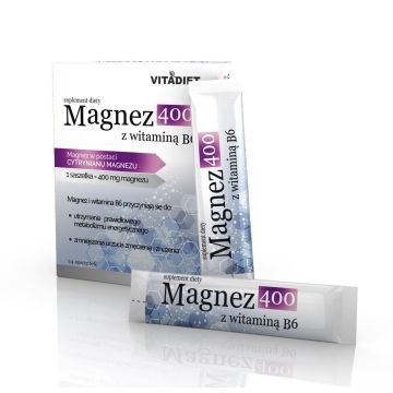 Magnez 400 z witamina B6, proszek, 4,1 g, 14 sasz.