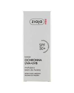 Ziaja Med Kuracja Ochronna UVA+UVB, matujący krem do twarzy, cera tłusta i mieszana,  SPF 50+, 50 ml